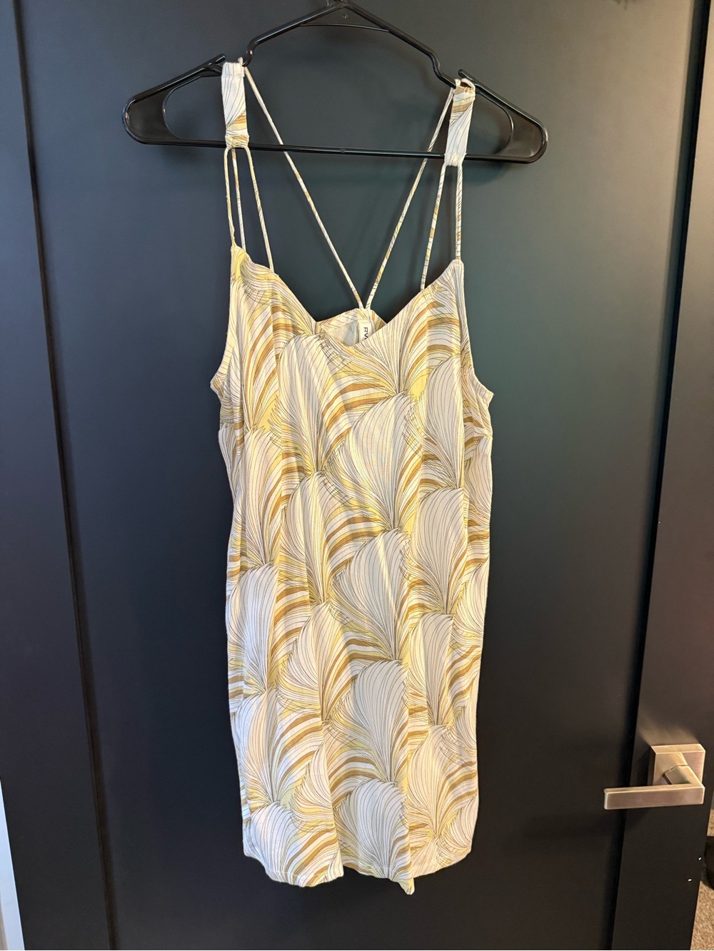 RVCA White and Yellow Patterned Slip Dress